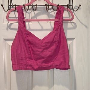 a new day Hot Pink V-Neck Crop Tank
